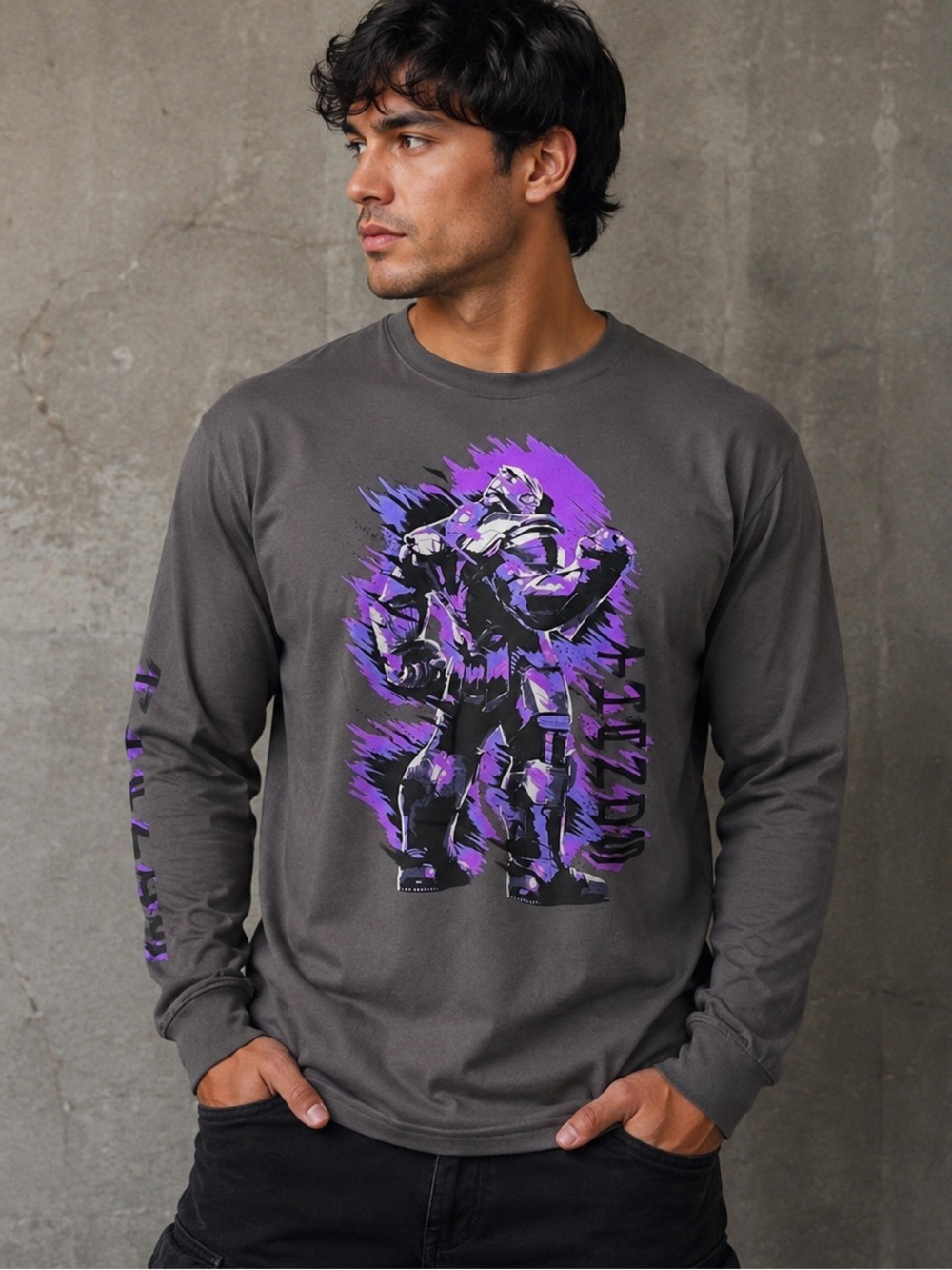 Marvel Avengers Thanos Superhero Graphic Long Sleeve T-Shirt Size M Streetwear